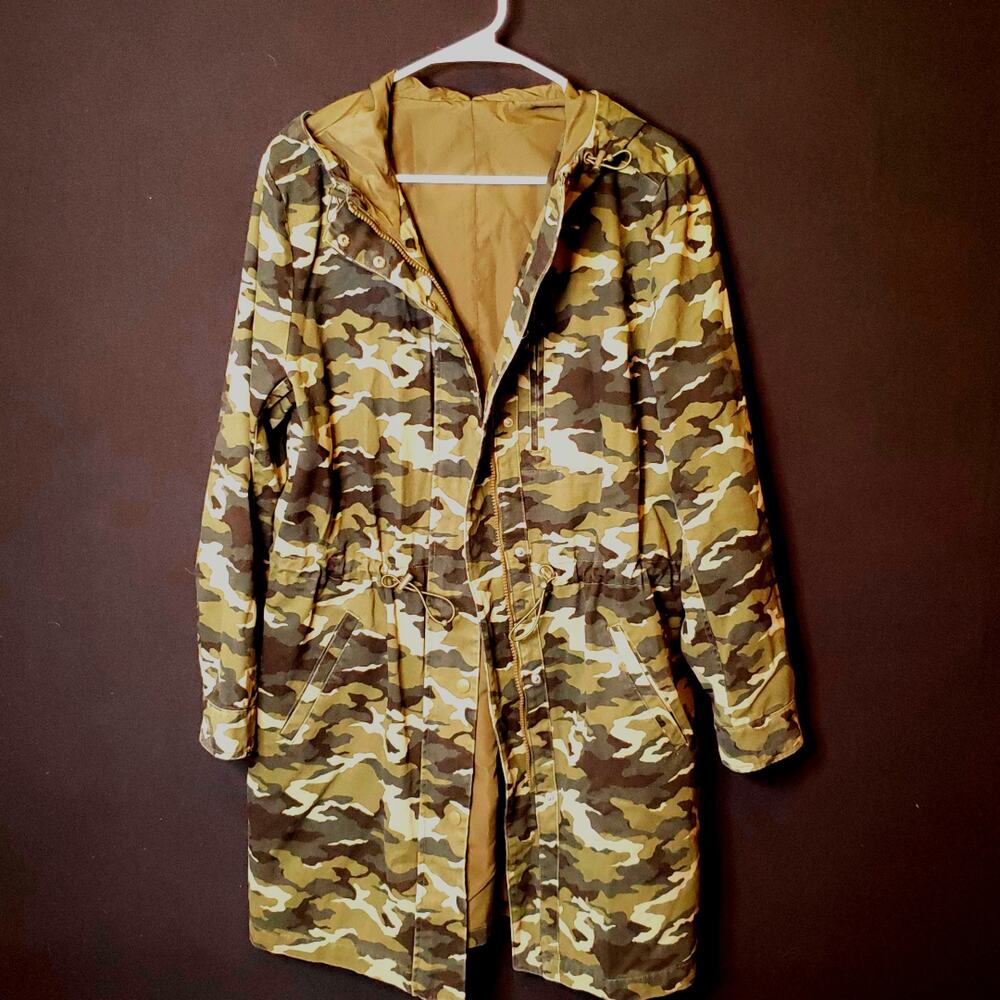Long Camouflage Hooded Jacket Coat - Picture 3 of 7